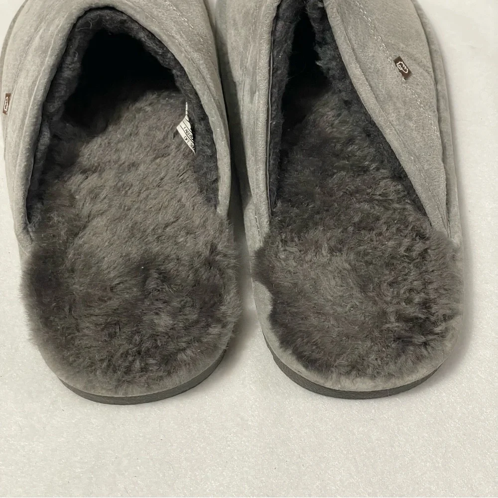 Lamo Mens Sheepskin slip on Grey Scuff Slipper sz 9 Comfort‎ Eclectic Grandpa